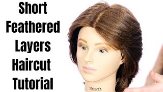 Short Feathered Layers Haircut Tutorial  TheSalonGuy [upl. by Jamil]