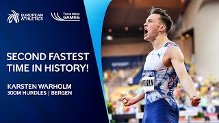 Warholm POWERS to super fast 300m hurdles in Bergen 🔥 [upl. by Mayor]