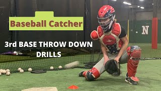 Baseball Catcher Drills  3rd base throw down drills and mechanics [upl. by Rossing]