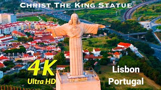 Santuario de Cristo Rei Statue Sanctuary of Christ the King in Lisbon Portugal in 4K Ultra HD [upl. by Alegna]