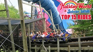 Top 15 Rides and Slides at Holiday World amp Splashin Safari [upl. by Nayb]