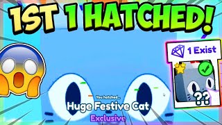 I GOT THE 1ST HATCHED HUGE FESTIVE CAT IN PET SIMULATOR X Roblox [upl. by Jak]