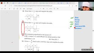 Grade 910 IGCSE Cambridge Extended Mathematics Ch8 Class33 Inverse proportion 11th Oct [upl. by Anahpets294]