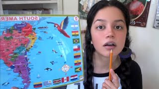 asmr • soft geography teacher  map of South America  part II capitals [upl. by Susejedesoj]