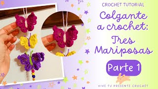 🦋COLGANTE DE MARIPOSAS a crochet  PARTE 1 mariposa mediana💝Fácil y con pocos materiales [upl. by Alyakam]