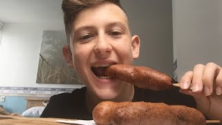 ASMR Eating Corndogseating sounds Lovely asmr S [upl. by Veljkov]