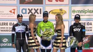 E3 Harelbeke 2014  Peter Sagan  podium girl warns Peter [upl. by Jump697]