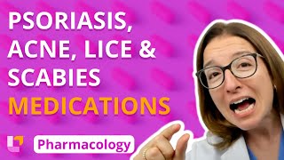 Medications for Psoriasis Acne LiceScabies  Pharmacology  Integumentary System  LevelUpRN [upl. by Maon]