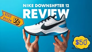 50 Sneakers vs Hunting Knife Nike Downshifter 12 Durability Test Best Affordable Sneakers [upl. by Cointon]