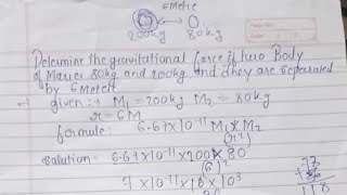 Determine the gravitational force if two bodies of masses 80 kg and 200 kg Distance between 6 m [upl. by Nivad851]