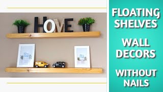 Floating Shelves DIY without drilling [upl. by Airdnazxela]