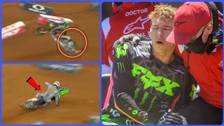 Austin Forkners GUT WRENCHING Crash  Forkner Suffers Brutal Crash During Arlington 250SX Main [upl. by Phillie730]