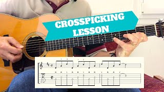 FLATPICKING GUITAR CROSSPICKING LESSON [upl. by Lakim]