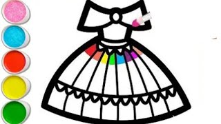 How to draw a cute Dress  Princess Dress Drawing Painting and Coloring For Kids and Toddlers [upl. by Krefetz]