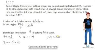 Matematikk 1P  Prøveoppgaver  Forhold  1137 [upl. by Ynaitirb907]