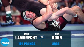 Rob Rohn vs Josh Lambrecht Miraculous pin for 2002 NCAA title [upl. by Arytahs704]