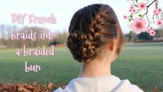 How to DIY French Braids into Braided Bun  Yiyayellow Hairstyles [upl. by Guria292]