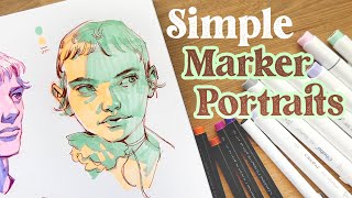 SIMPLE Alcohol Marker amp Fineliner Portrait Sketching Demo ✍️ ft Ohuhu products [upl. by Aicele]