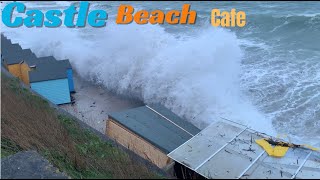 Storms Cornwall Falmouth storms 2024 Storm Kathleen hits Castle beach cafe in Falmouth Cornwall [upl. by Rufina]