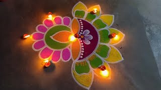 Karthigai deepam 2022 villaku kolam 31dots Beautiful diya muggulu Super rangoliAmazing rangoli [upl. by Aicenek]