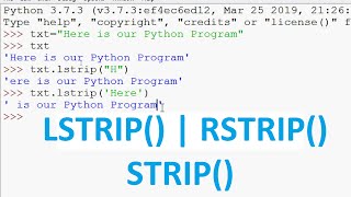 Built in String functions in Python  RSTRIP  LSTRIP  STRIP  Python Tutorials [upl. by Zerline]