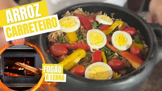 ARROZ CARRETEIRO FÁCIL DE FAZER  FEITO NO FOGÃO A LENHA [upl. by Sherrer]