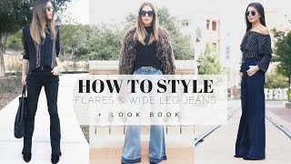 How To Style Flares amp Wide Leg Jeans  LOOK BOOK [upl. by Dnalyaw997]