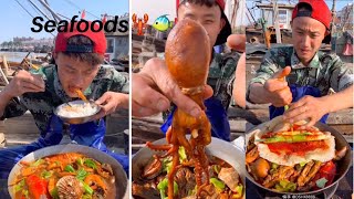 Chinese fisherman EP7 eating spicy seafoods🐙🦑🌶🌶 [upl. by Colombi]