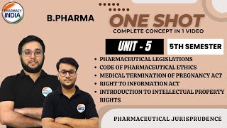 UNIT  5  PHARMA JURIS  BPHARMA 5 SEMESTER  COMPLETE CONCEPT IN 1 VIDEO [upl. by Latsyrcal]