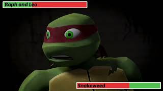 TMNT 2012 Raph and Leo VS Snakeweed with Healthbars 44 [upl. by Lemhaj]