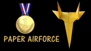 HOW TO MAKE A PAPER ✈️ AIRFORCE EASY🎖️ ORIGAMI AIRCRAFTDIY TUTORIAL ✈️🎖️ [upl. by Thetes817]