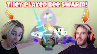 Reacting to Celebrities Play Bee Swarm Simulator [upl. by Kyd501]