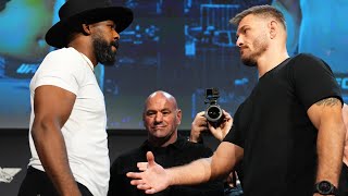 Jon Jones Denies Stipe MIocics Handshake At UFC 309 Press Conference  MMA Fighting [upl. by Hcurab823]