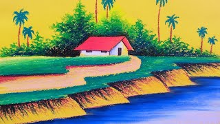 Beautiful landscape drawing for beginnersBeautiful landscape drawing easy [upl. by Hassadah]