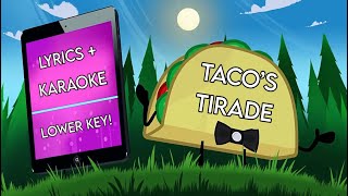 taco’s tirade  lower key karaoke track  lyrics [upl. by Notffilc]