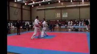 Jump kick knockdown in karate competition [upl. by Theda]