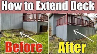 How To Extend An Existing Wooden Deck Step by Step DIY  Extending Deck With A Cover For A Hot Tub [upl. by Siugram139]