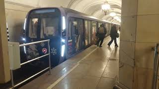 Moscow metro train departs from Komsomolskaya station [upl. by Meryl781]