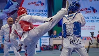 Sarmat Tcakoev RUS vs Christian Mcneish GBR European Taekwondo Championships Kazan2018 [upl. by Thrasher125]