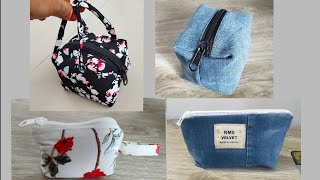 How to make fabric pouches  4 easy and simple bags  easy diy  New design bag [upl. by Lain219]