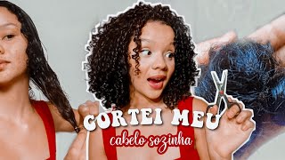 como cortar cabelo cacheado sozinha  corte reto  ✂️❤️ [upl. by Stauder773]