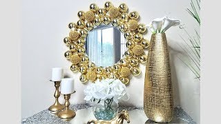 Diy Embellished Golden Wall Mirror Simple Unique and Inexpensive Wall Decorating Idea [upl. by Siednarb]