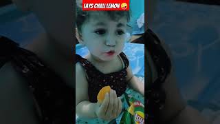 Lays chilli lemon 🤪 yt shorts baby ka reaction 🤪🧿 [upl. by Lough]