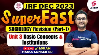 UGC NET Sociology  Unit 3 Basic Concepts and Institutions Part01 Revision  Manoj Sonker Sir [upl. by Assiralc]