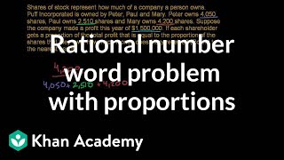 Rational number word problem with proportions  PreAlgebra  Khan Academy [upl. by Warfield]