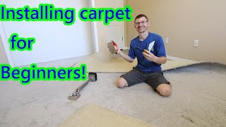 HOWTO INSTALL CARPET FOR BEGINNERS DIY carpet install and tools [upl. by Ingaborg]