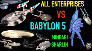 ALL Enterprises VS Babylon 5 Minbari Sharlin  Both Ways  Star Trek Starship Battles [upl. by Felic]