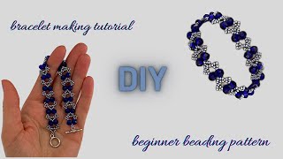 beginner beading tutorial jewelry making with beads crystal beads bracelet [upl. by Karub385]