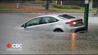 BC sees power outages flooded roads as atmospheric river hits [upl. by Ybbor]