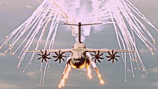 Airbus Military A400M quotGrizzly  Atlasquot  Defensive Flares Testing HD 1080p [upl. by Sinnek903]